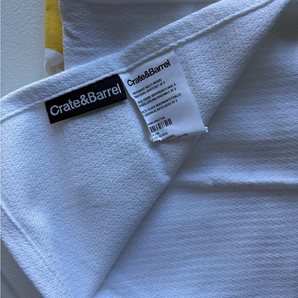 Crate&Barrel Yellow and White Egg-Pattern Kitchen Towel Set